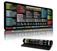 Excel Cheat Sheet Desk Mat, Large Excel Mouse Pad with Keyboard Shortcuts, Waterproof Non-Slip Office Desk Mat with Stitched Edges (300 * 800mm)
