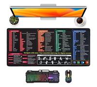 Excel Cheat Sheet Desk Mat XXL 900x400 mm Large Excel Mouse Mat for Desk Extended Full Desk Protector Mat Excel Mouse Pad Long Big Excel Shortcuts Formula Desk Mat (900x400mm - English)