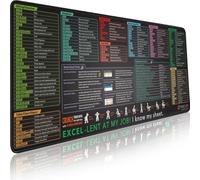 Excel Cheat Sheet Desk Pad | Excel Shortcut Keys Mouse Pad - Extended Large XL Cheat Sheet Gaming Mousepad | PC Office Spreadsheet Keyboard Mat | Non-Slip Stitched Edge
