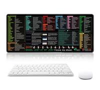 Excel Desk Mat, 300 x 800 x 2 mm Excel Cheat Sheet Desk Mat, Excel Shortcuts Mat, Non-Slip Mouse Mat for Office and Home