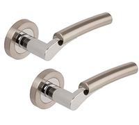 Excel DH3650 Ultimo Passage Door Handles on Round Rose, Duel Satin Nickel/Polished Chrome