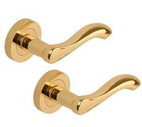 Excel DH3678 Venus Passage Door Handles on Round Rose, Polished Brass