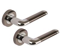 Excel DH3570 Argo Passage Door Handles on Round Rose, Polished Chrome/Black Nickel