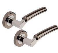 Excel DH3575 Ultimo Passage Door Handles on Round Rose, Black Nickel/Polished Chrome