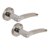 Excel DH3635 Orpheus Passage Door Handles on Round Rose, Duel Satin Nickel/Polished Chrome
