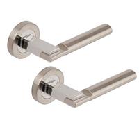 Excel DH3655 Chronos Passage Door Handles on Round Rose, Duel Satin Nickel/Polished Chrome