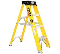 Excel Electricians Fibreglass Step Ladder 4 Tread 0.96m - Heavy Duty Folding Stepladder, Lightweight & Non-Conductive, Durable Fibreglass Ladder