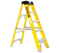 Excel Electricians Fibreglass StepLadder 4 Tread EN131 - Heavy Duty 4 Treads ladder, foldable ladder, folding stepladder, lightweight stepladder, fibreglass stepladder