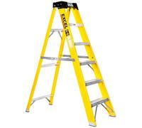 Excel Electricians Fibreglass Step Ladder 6 Tread 1.44m - Heavy Duty Folding Stepladder, Lightweight & Non-Conductive Fibreglass Ladder