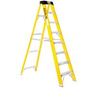 Excel Electricians Fibreglass StepLadder 8 Tread EN131 - Heavy Duty 8 Treads, foldable, folding, lightweight, fibreglass
