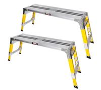 Excel Fibreglass Work Bench Platform Adjustable Height Heavy Duty Folding Hop Up - 1200 x 350 mm Pack of 2