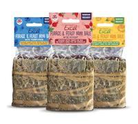 Excel Forage & Feast Mini Bale Mixed Value Bundle, 300g - Mini Hay Bale Treats for Rabbits & Guinea Pigs - Natural Snack Topped with Flowers (Pack of 3)