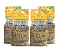Excel Forage & Feast Mini Bale with Marigold, 400g - Mini Hay Bale Treat for Rabbits & Guinea Pigs - Natural Snack Topped with Marigold (Pack of 4)