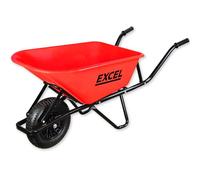 Excel Wheelbarrow Cart Trolley Heavy Duty 100L Red Wheelbarrow HDPE Plastic Tray with 150 kg load capacity & Durable & Strong Wheel, Wheelbarrows, Wheel Barrow, Heavy duty wheelbarrow, large wheel bar