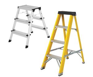 Excel Heavy Duty Fibreglass 3 Tread Ladderwith 3 Step Hop UpLadder, Heavy Dutyladder, foldableladder, folding step ladderlightweight step ladder, 3 Step Hop UpLadder, Compact design