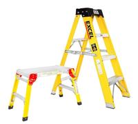 Excel Heavy Duty Fibreglass 4 Tread Ladder with Folding Hop up