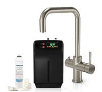 Excel Home 3 In 1 Instant Boiling Water Tap, 2.4L Boiler Unit & Carbon Water Filter, Instant Hot Hot Water Tap, Brushed Steel