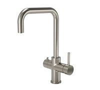 Excel Home 3 in 1 Instant Boiling Water Tap with 2.4L Boiler & Carbon Filter - Hot Cold & Filtered 98° Boiling Water - Under Sink Hot Water Boiler 3 Way Kitchen Tap (Stainless Steel)