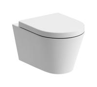 Excel Home Celanto Rimless Wall Hung Wc Pan & Soft Close Seat, Modern Space Saving Toilet, White Vitreous China, Dual Flush