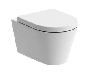 Excel Home Celanto Rimless Wall Hung Wc Pan & Soft Close Seat, Modern Space Saving Toilet, White Vitreous China, Dual Flush