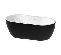 Excel Home Freestanding Double End Bath 1650X745X580mm Gloss Black Acrylic, 220L Capacity, Modern Luxury Design, Pre Fitted Waste & Overflow