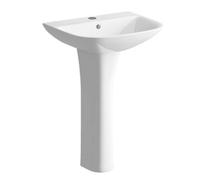 Excel Home Full Pedestal Basin 560X450mm 1 Tap Hole Basin & Full Pedestal Made From White Vitreous