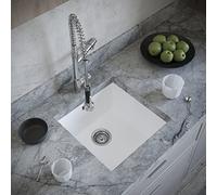 Excel Home Kitchen Sink with Strainer & Overflow - Luxurious Single Bowl Kitchen Sinks Made of Pressed Material - Scratch Resistant & Simple to Keep Clean - Hygienic & Sound Absorbing (Matt White)