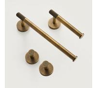 Excel Home Luxury Antique Brass Bathroom Accessories Set, Toilet Roll Holder, Towel Ring, & Hooks In Elegant Finish, Premium Brass Material