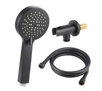 Excel Home Matt Black Handheld Shower Head With 1.5M Hose & Wall Mounted Round Outlet & Holder, Sleek Modern Design, Universal Fit