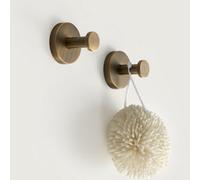 Excel Home Pair Of Bathroom Hooks, Antique Brass Finish, Solid Brass Construction, Modern Wall Hooks For Towels & Robes, Stylish & Durable