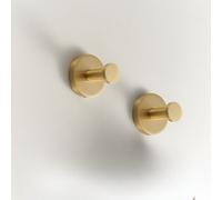 Excel Home Pair Of Bathroom Hooks, Brushed Brass Finish, Solid Brass Construction, Modern Wall Hooks For Towels & Robes, Stylish & Durable