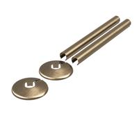 EXCEL HOME Radiator Pipe Covers 15mm - 300mm | 2 Pack Pipe Sleeves | Easy Clip-On Fit, Cut-to-Size 200mm Sleeves, Matching Collars, Antique Brass, PVC & Metal Build, 2-Pack Pipe Covers Set