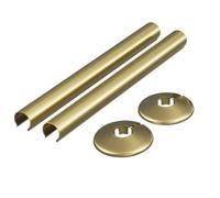 EXCEL HOME Radiator Pipe Covers 15mm - 300mm | 2 Pack Pipe Sleeves | Easy Clip-On Fit, Cut-to-Size 300mm Sleeves, Matching Collars, Brushed Brass, PVC & Metal Build, 2-Pack Pipe Covers Set