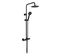 Excel Home Round Thermostatic Bar Mixer Shower With Riser Kit, Matt Black, Multi-Function Handset, Integrated Diverter, 5 Year Guarantee