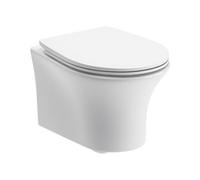 Excel Home Sand Rimless Wall Hung Wc Pan & Soft Close Seat, Modern Space Saving Toilet, White Vitreous China, Contemporary Design