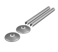 Excel Home Satin Brushed Nickel Radiator Pipe Covers & Collars 15mm X 200mm Length, 2 Pack Clip On Metal Pipe Sleeves For Radiator Pipes