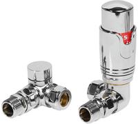 Excel Home Thermostatic Radiator Valves And Corner Lockshield Valve - Classy And Modern Design 1/2" X 15mm Corner Radiator Valves (Chrome)