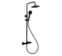 Excel Home Thermostatic Round Shower Kit, Matt Black Finish, 200mm X 200mm Stainless Steel Rainfall Shower Head