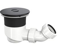 Excel Home Top Fix Shower Tray Waste, 90mm Matt Black Shower Trap With Cover, Easy Diy Installation, Watertight Seal, Drop In Assembly