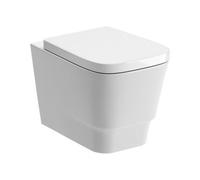 Excel Home Wall Hung Toilet Pan & Soft Close Seat, Dual Flush, Lift Off Seat, Vitreous China, White Finish, Compact Contemporary Design