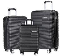 Excel Newcom Travel Luggage Suitcase Sets 3 Piece Hard Shell PC+ABS Expandable Lightweight Durable Trolley Travel with Spinner Wheels TSA Lock, 20" 24" 28" -Black