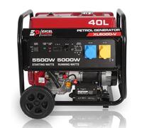 Excel Power Petrol Generator - Open Frame Electric Start Generator with 5000W Running Power - 5500W Peak Output & 40L Fuel Tank - Portable Generator for Home Backup, Camping, Site Work