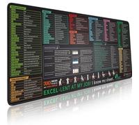 Excel Shortcut Keys Mouse Pad - Extended Large XL Cheat Sheet Gaming Mousepad | PC Office Spreadsheet Keyboard Mat | Non-Slip Stitched Edge