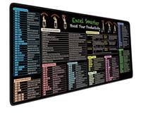 Excel Shortcut Keys Mouse Pad - Extended Large XXL Cheat Sheet Gaming Mousepad - PC Office Spreadsheet Keyboard Mat - Non-Slip Stitched Edge (35.43x15.75x0.12 inches)