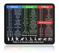 Excel Shortcuts Desk Mat - Microsoft Office Shortcuts Mouse Pad, 27x21cm Travel Size, Non-Slip Mousepad for Office/Gaming/Home/Employee Gift