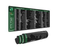 Excel Shortcuts Keys Computer Office Command Short Cut Keys Gaming Mouse Pad 31.5 X 11.8 Inch XL Extended Large Keyboard Non-Slip Rubber Base with Stitched Edges for Home Office