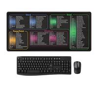 Excel Shortcuts Mouse Mat, Non-Slip Mouse Mat with Essential Formulas Large Computer Mat for Office & Home Use Natural Rubber Base (300x800mm E)