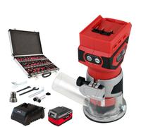 Excel 18V 1/4" Router Trimmer with 1 x 4.0Ah Battery Fast Charger & 35 Piece Cutter Set
