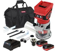 Excel 18V 1/4" Router Trimmer with 2 x 2.0Ah Battery Fast Charger & Bag -Power Tool -Tool Kit -Cordless Kit -Excel Kit