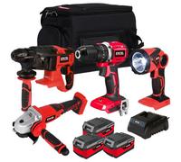 Excel Tools Excel 18V 4 Piece Cordless Power Tool Kit With 3 X 4.0Ah Batteries, Fast Charger & 20" Tool Bag Diy & Trade Use